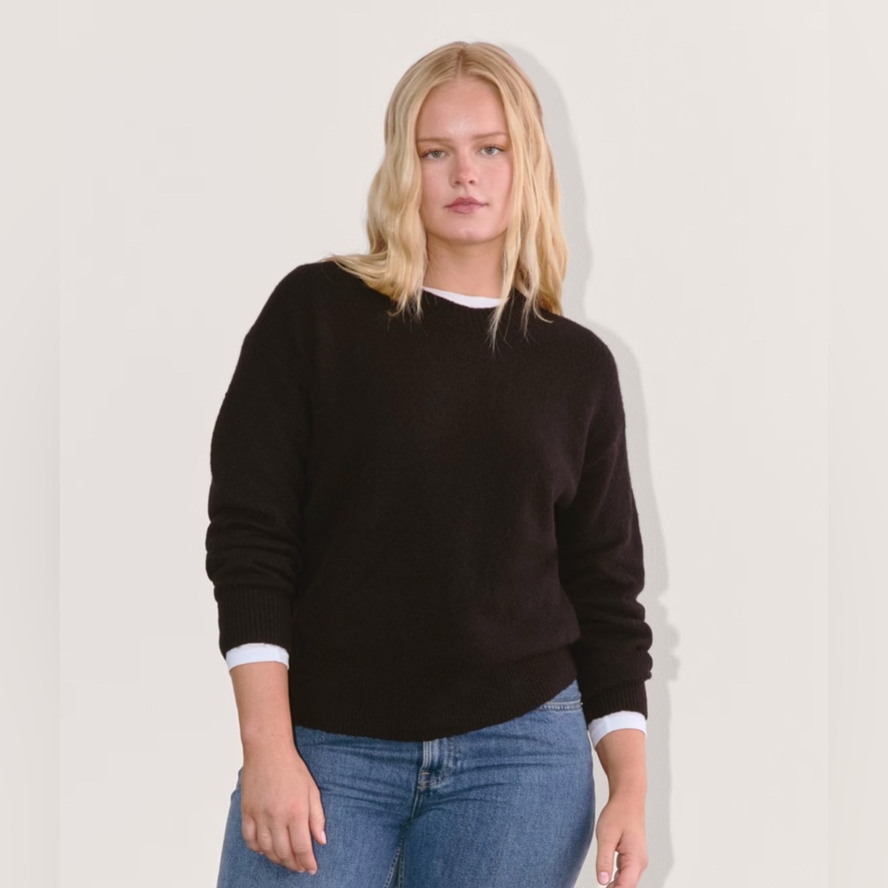Everlane Black Cocoon Crew Neck Plush Cotton Sweater